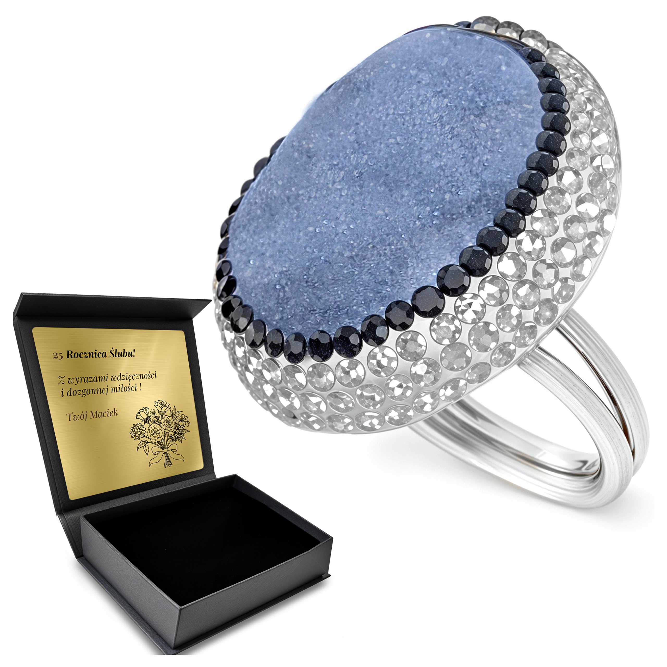 Prstýnek S Chalcedonem Dárek k Valentýnu Gravírování