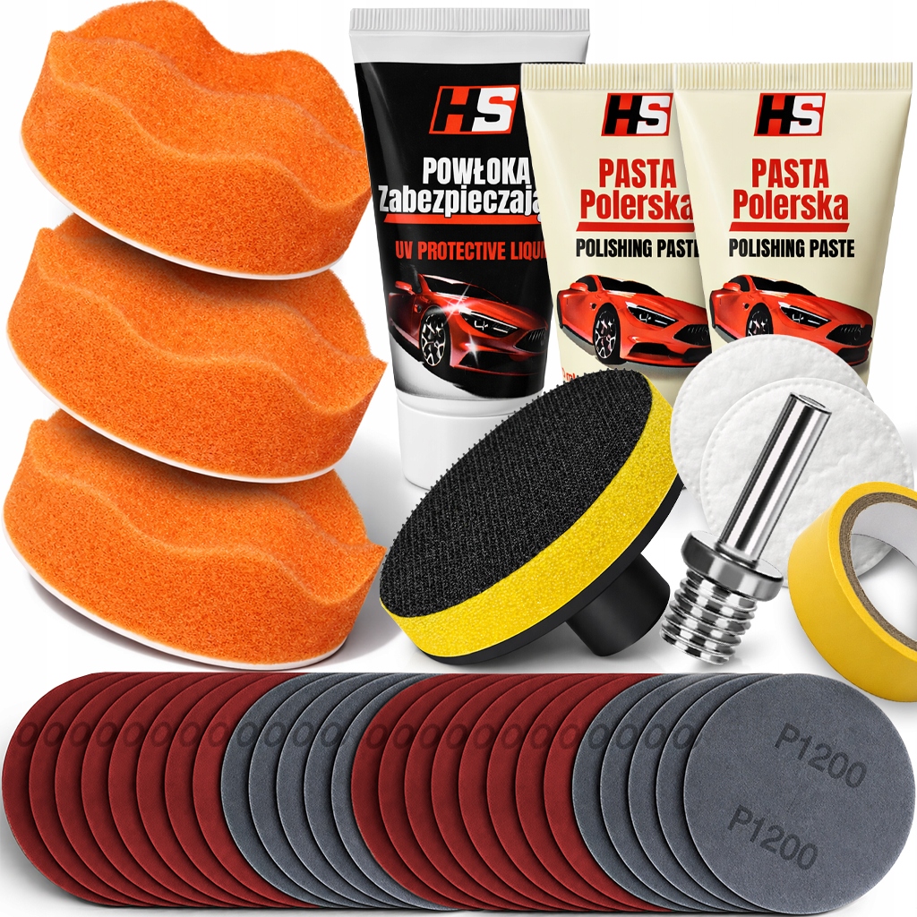 Zestaw Do Polerowania Reflektorów Regeneracji Lamp Gąbki Papier Pad Adapter