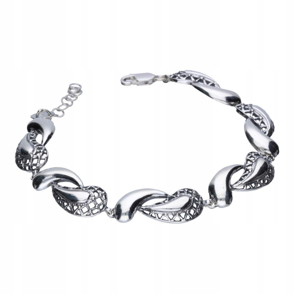 Prolamovaný náramek stříbro 925 oxidované 15.10 g jako dárek, elegantní vzor