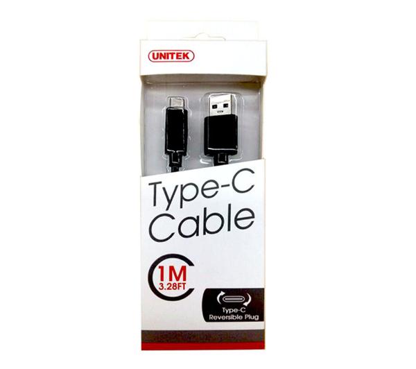 Kabel Przewód Unitek Y-C474BK USB - USB-C 1 metr Czarny Stan opakowania oryginalne