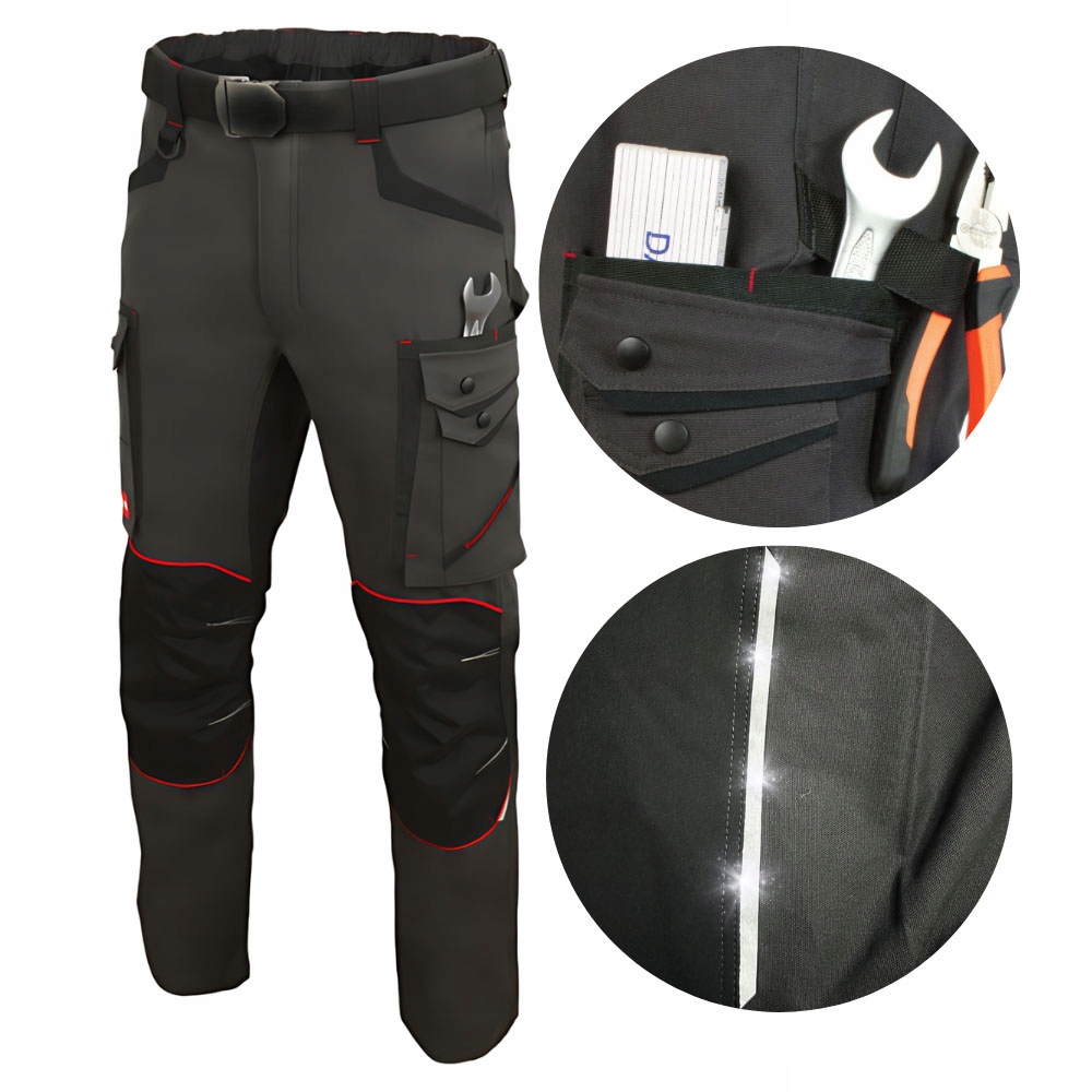 Spodnie robocze męskie ochronne Elastyczne Przewiewne Rozciągliwe Bhp r. 64