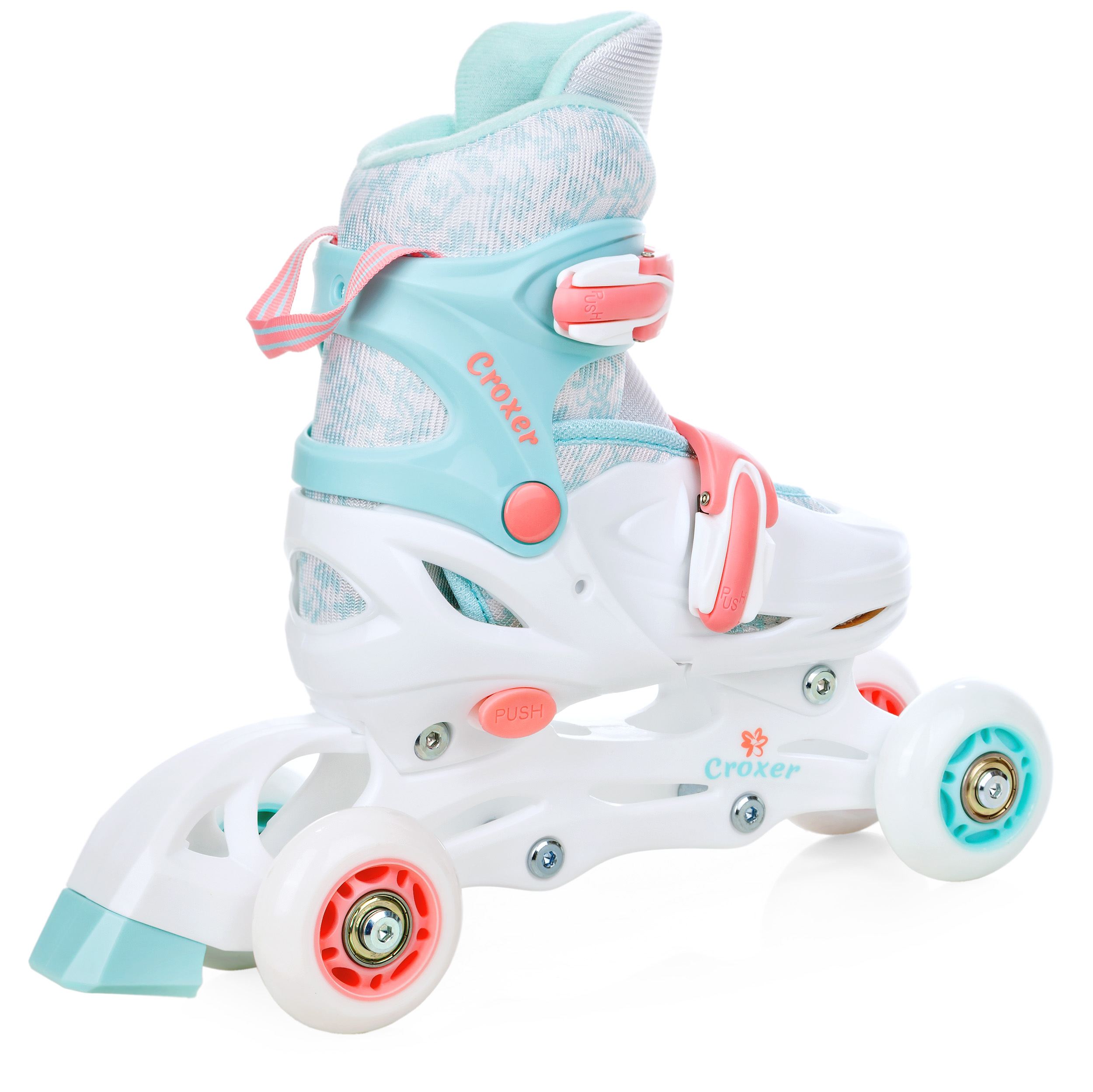 Rolki Łyżwy Wrotki Regulowane 4w1 Croxer Inez 26-29 LED Materiał kół PU