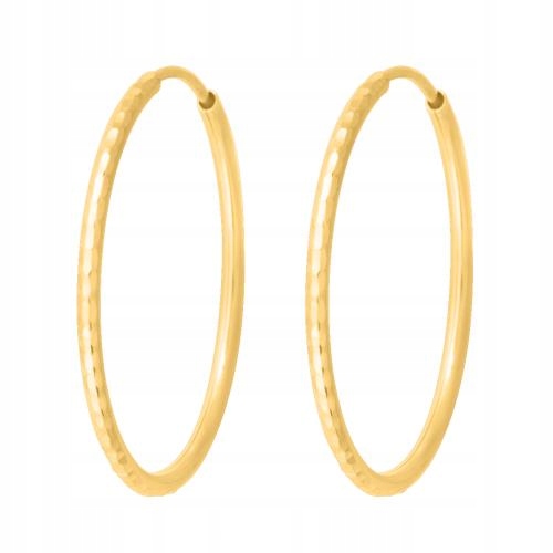Ženské zlaté 585 náušnice s kruhy zdobené lesklým gravírováním jako dárek