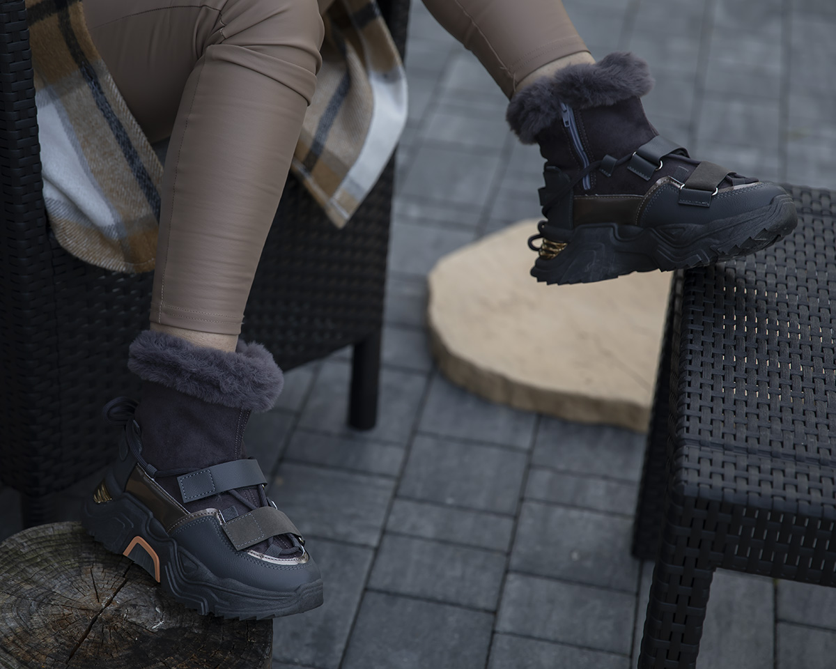 BUTY ZIMOWE obuwie Trapery na platformie OCIEPLANE zima grube futro suwak Wzór dominujący bez wzoru