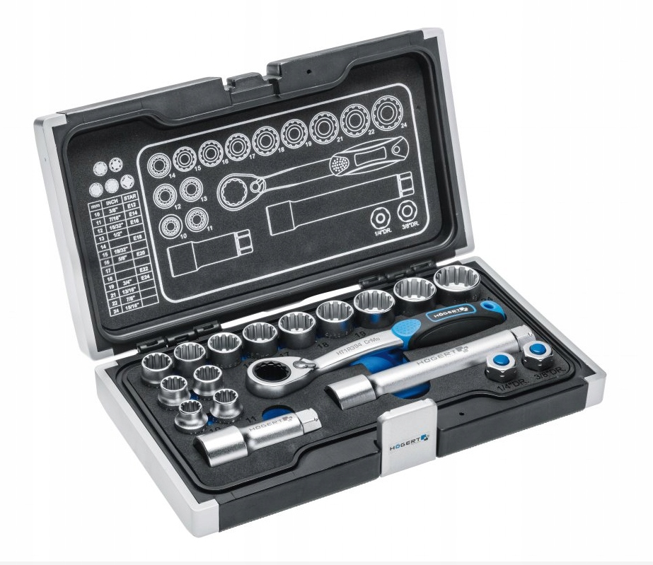 Klucze nasadowe przelotowe zestaw 18el. HT1R478