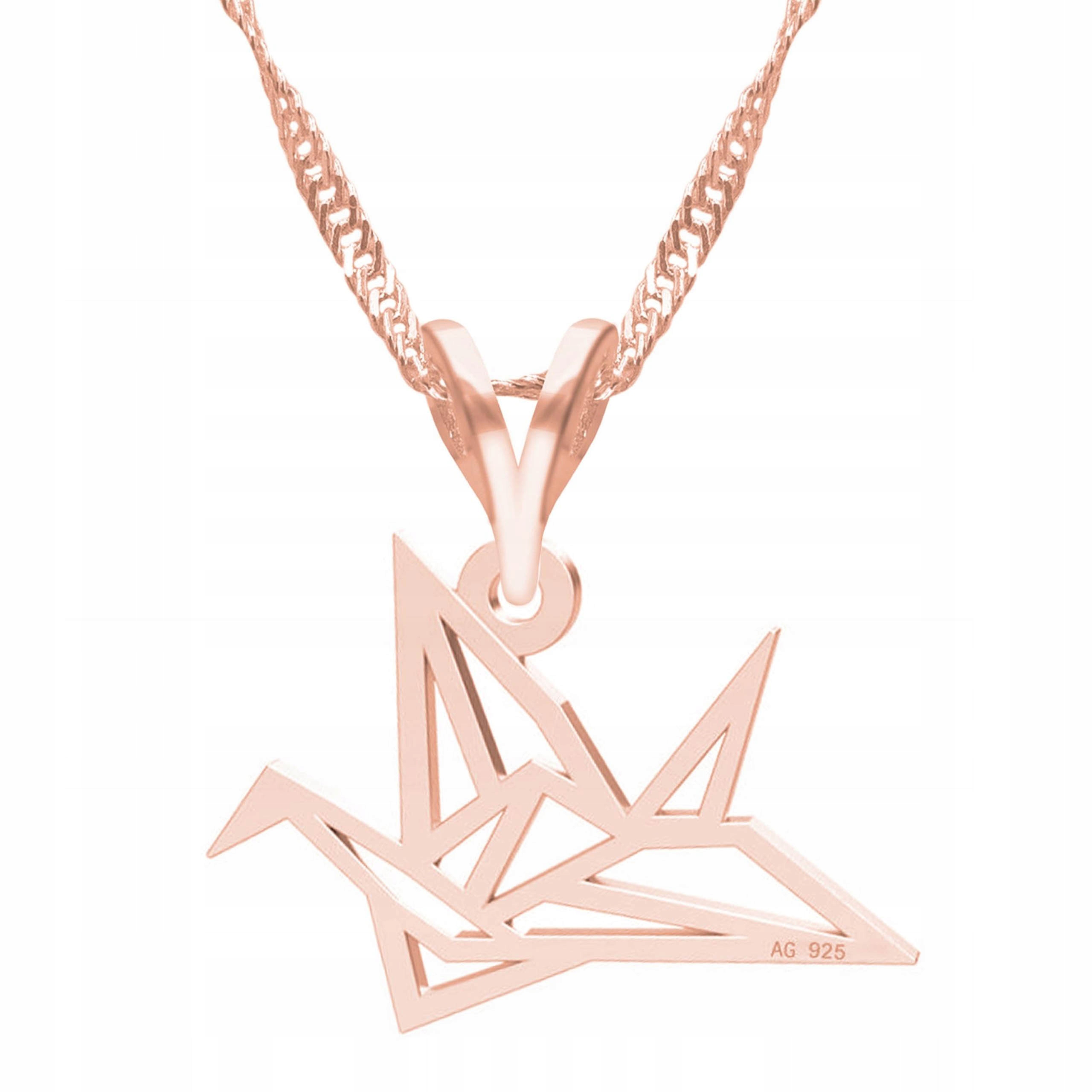 Pozlacený náhrdelník s ptáčkem Origami Motiv Ptáček Bird Stříbro 925