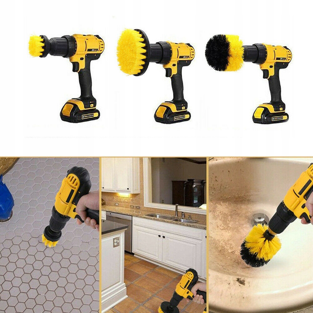 3X SZCZOTKI SPRZĄTAJĄCE CZYSZCZĄCE NA WIERTARKĘ WKRĘTARKĘ PADY MOCNE KPL Marka inny