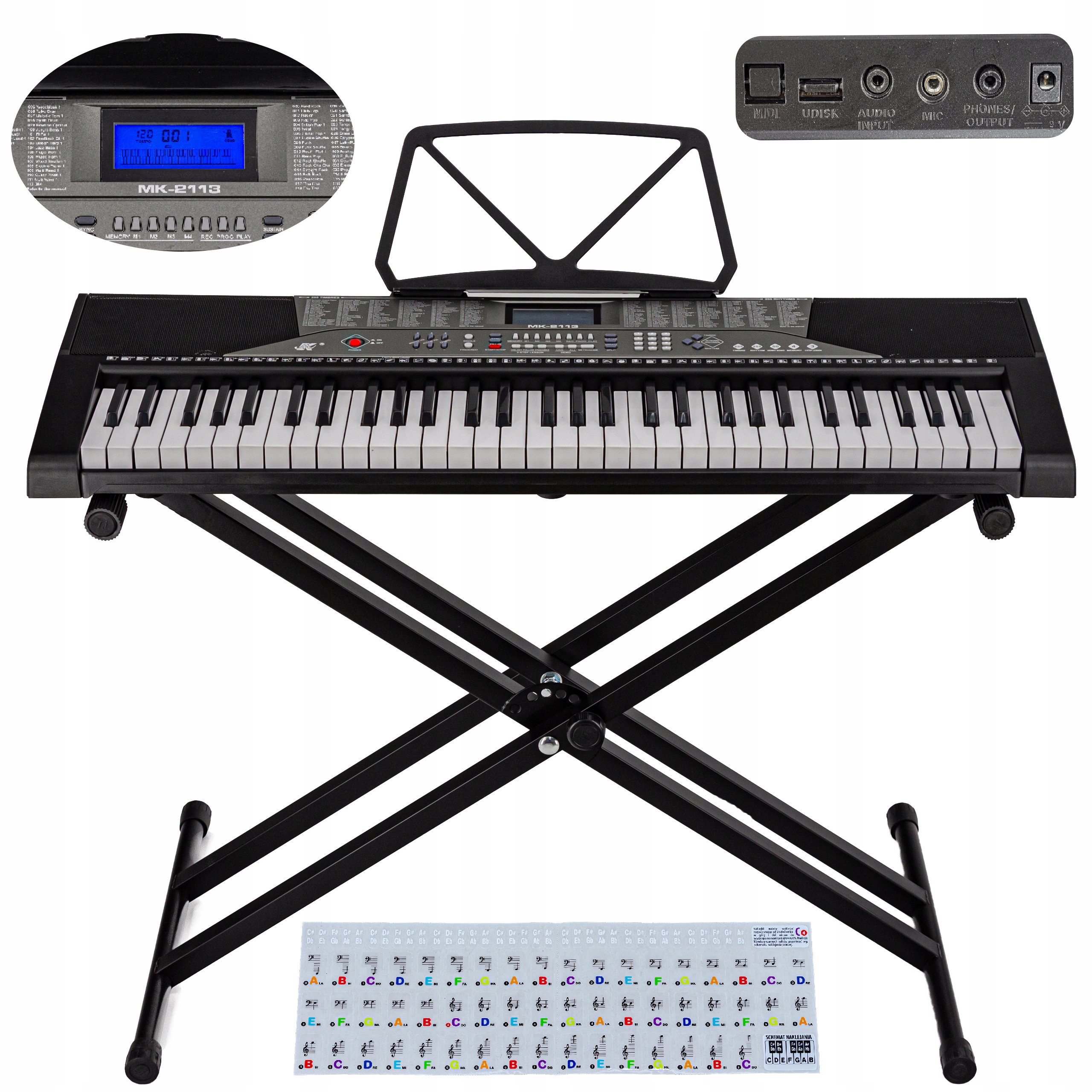 

Keyboard Organy Pianino MK-2113 Duży Statyw Kursy