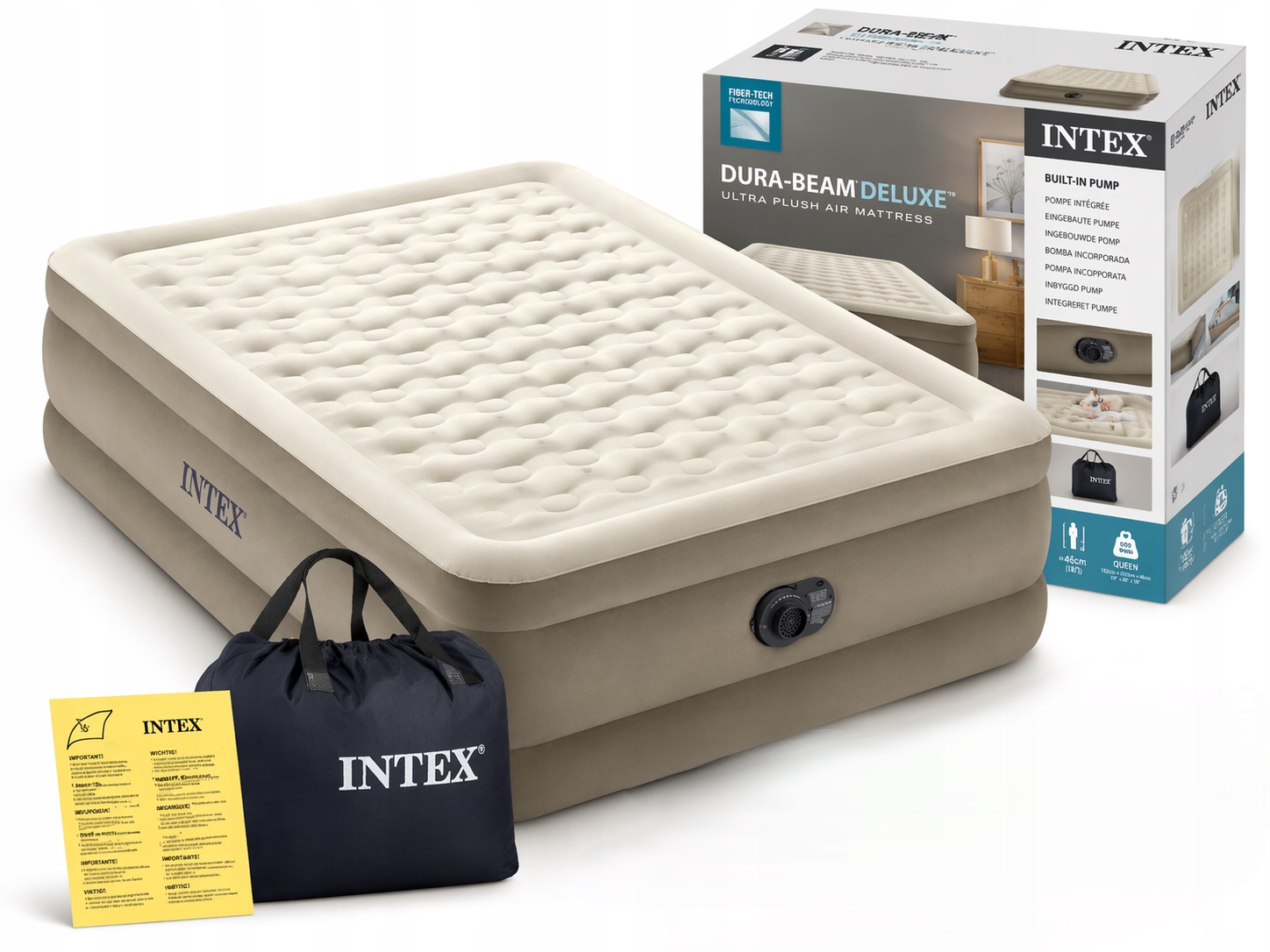 Materac Dmuchany Dwuosobowy Łóżko Do Spania Z Pompką 230V Intex