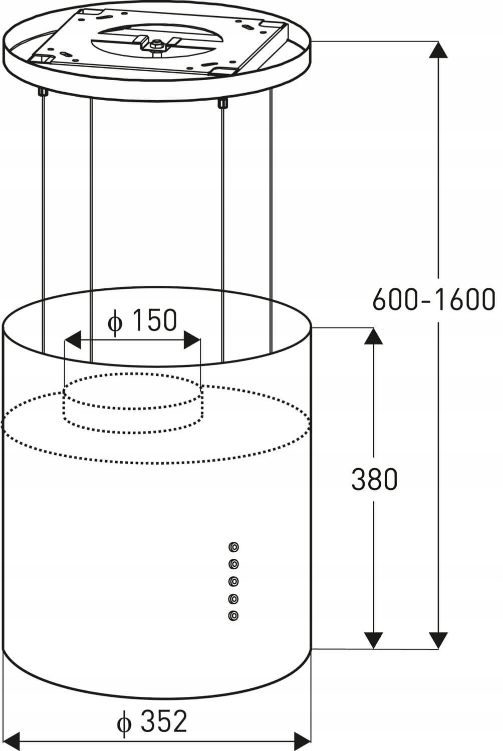Okap wyspowy wiszący Tango czarny mat Model Tango