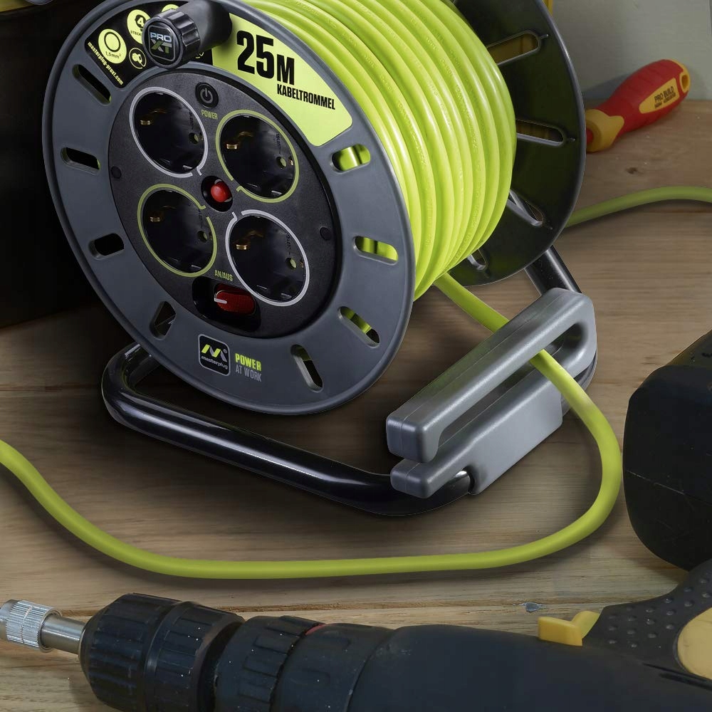 MASTERPLUG Przedłużacz Zwijany 3000W 250V Szary Pistacjowy Zielony — miniatura 6