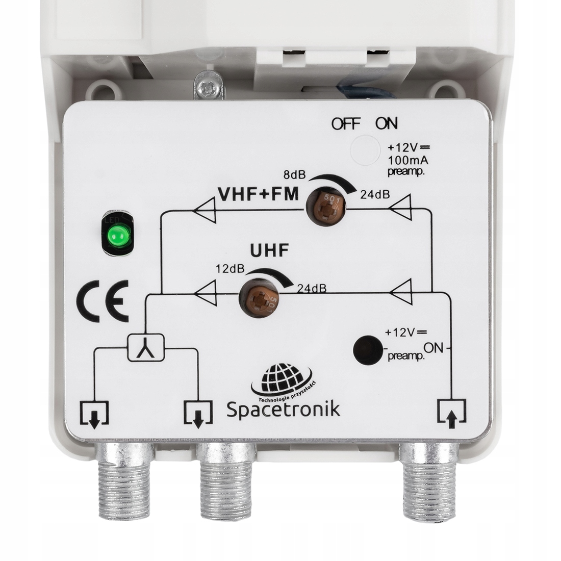 Wzmaczniacz TV Spacetronik SPA-22X2 VHF/UHF 24dB