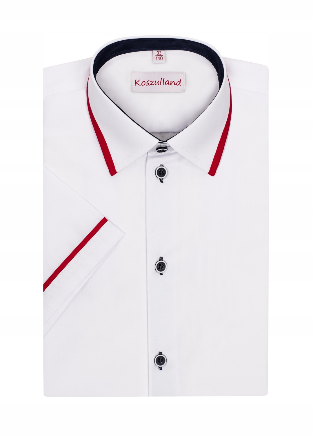 Chłopięca koszula LAND krótki rękaw biała red 122