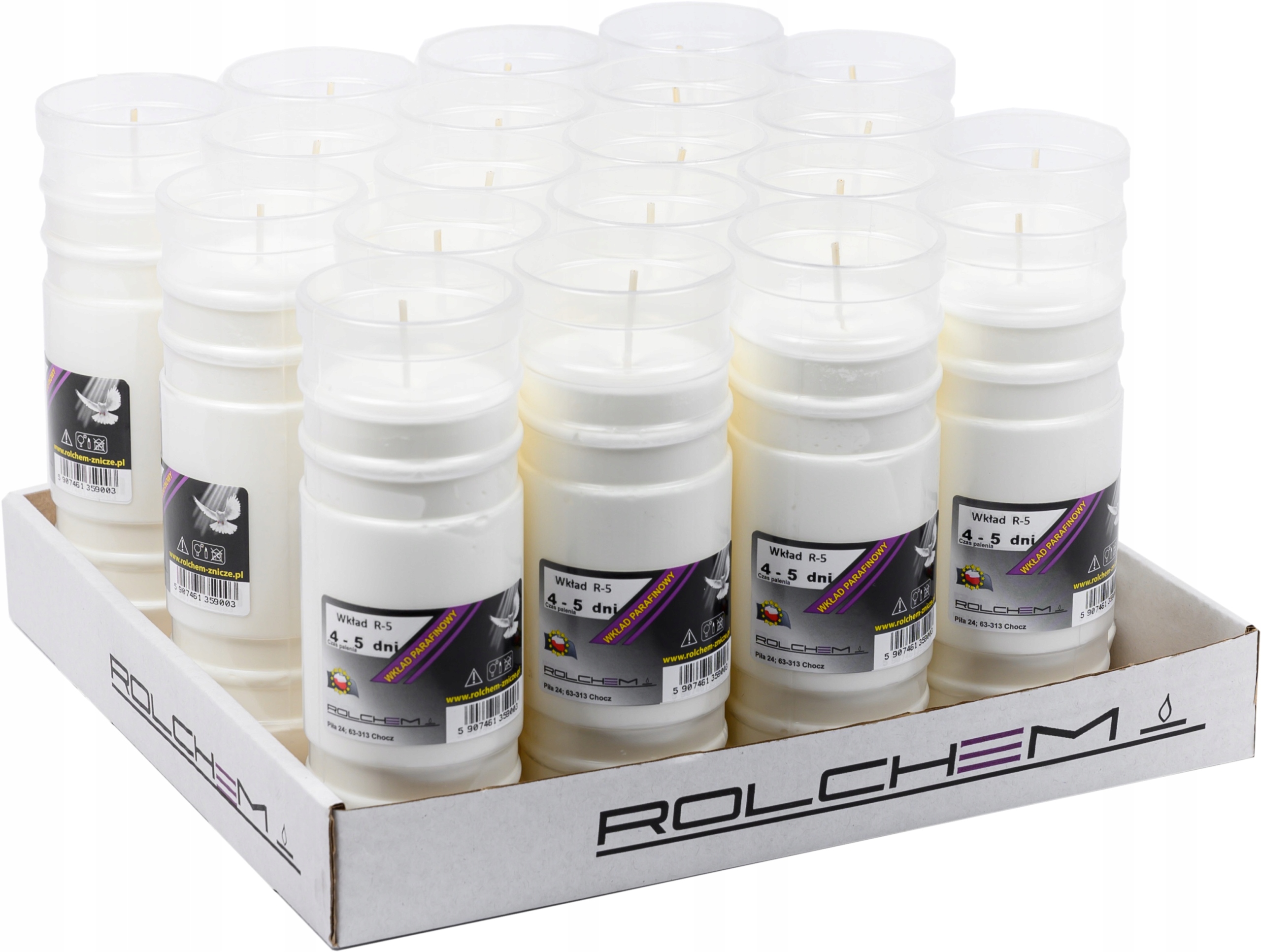 

Wkłady parafinowe do zniczy Rolchem R5, 20 szt.