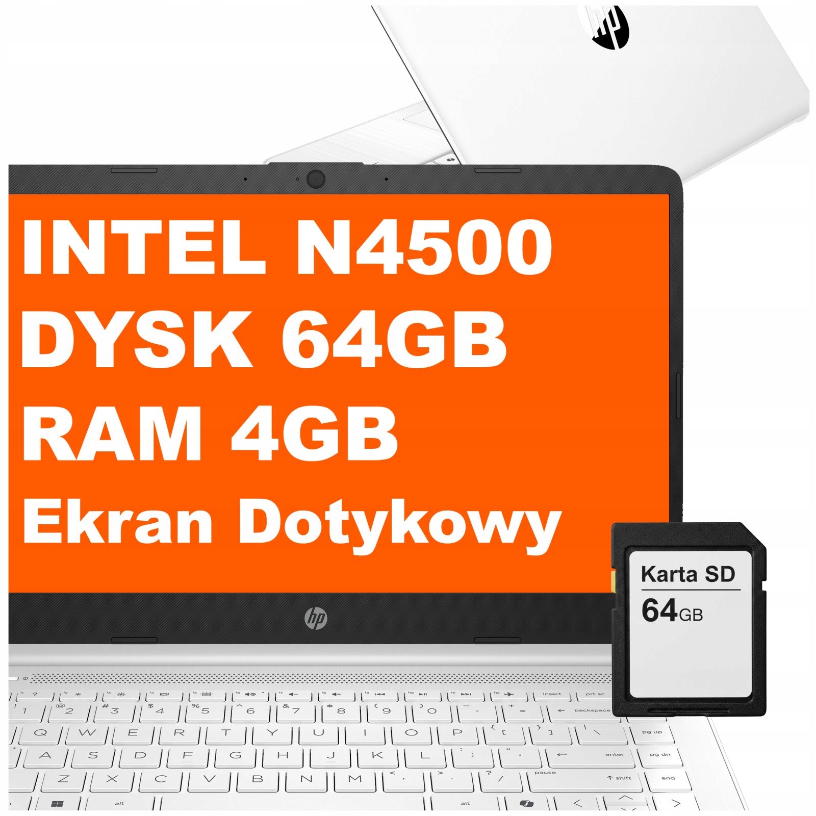 Laptop Hp 14-dq N4500 4GB 128GB Intel Uhd 14" FullHD Dotyk Win 11 Biały