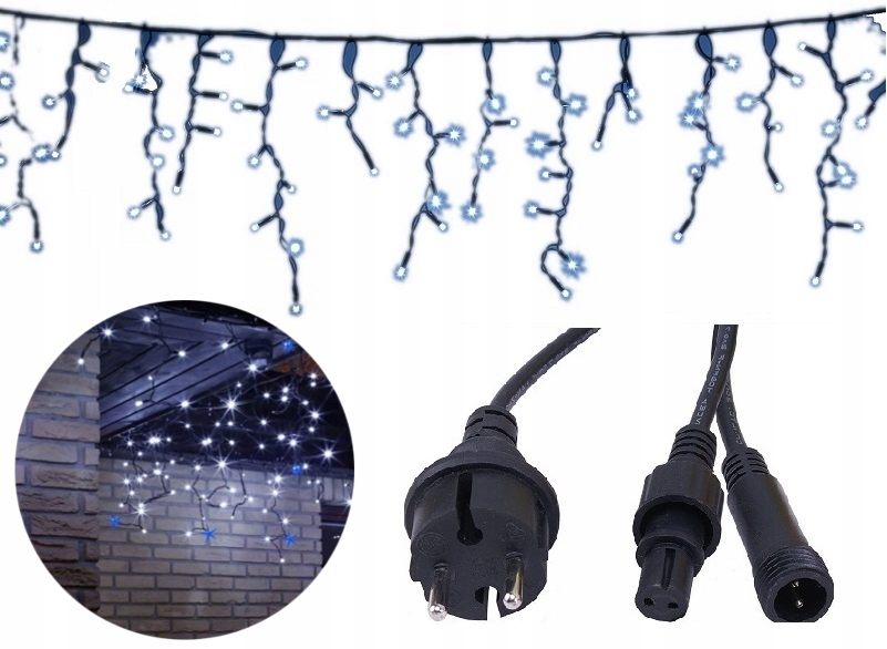 

Sople 200LED 8M Zimny Biały Flash!! Zielony Kabel