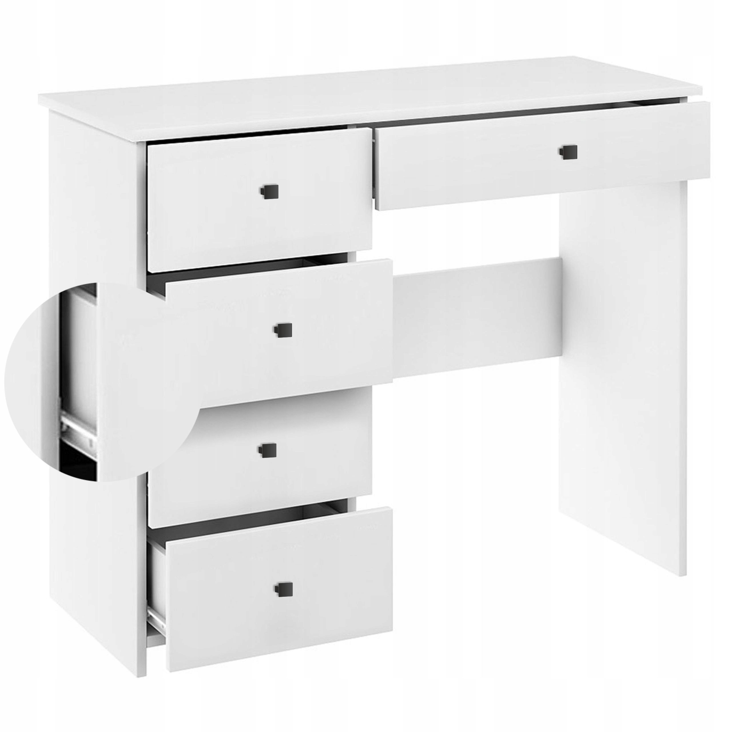 BIURKO V BIAŁE Z SZUFLADAMI POD LAPTOP STOLIK Kształt blatu prostokątny