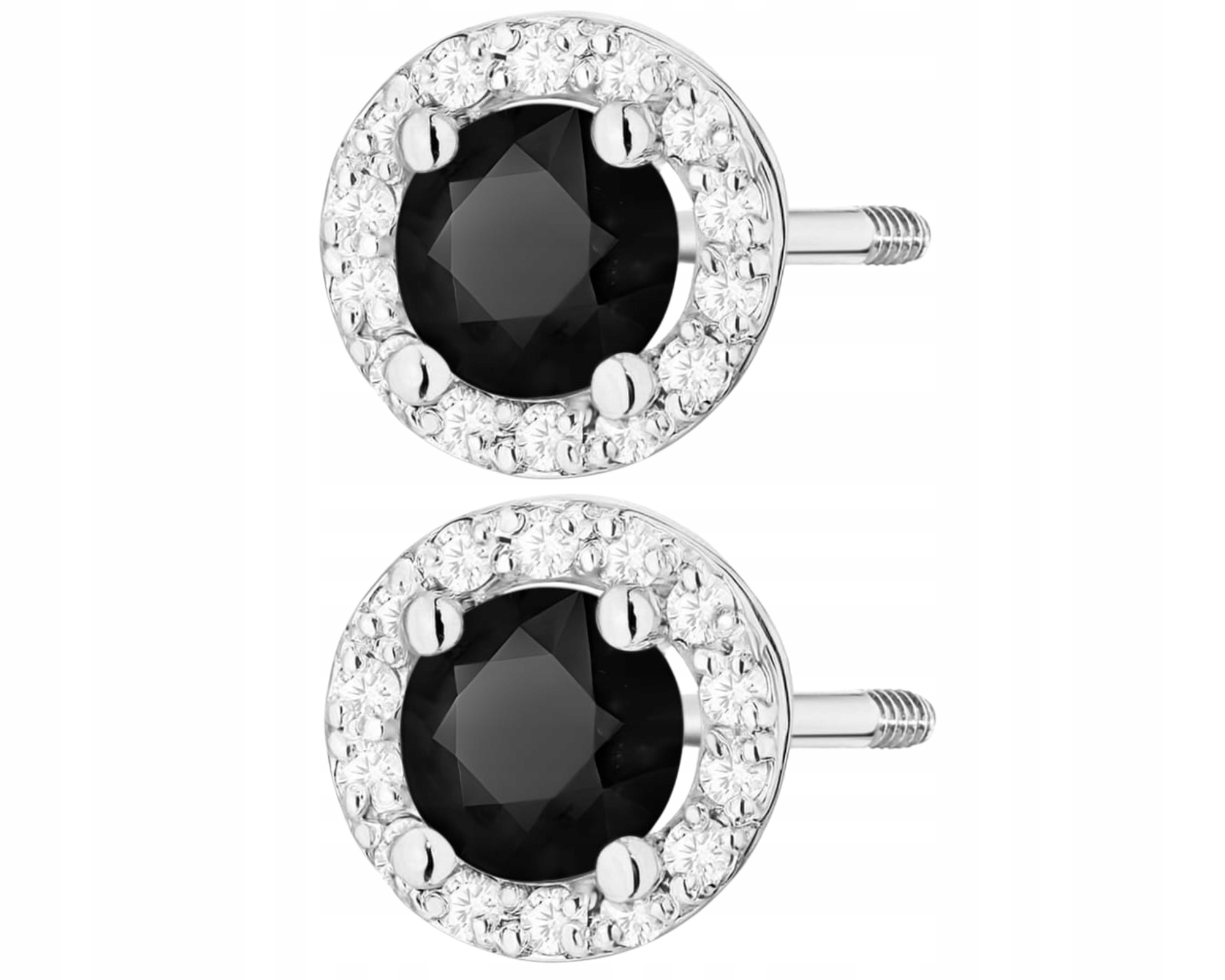 Bílé zlato Náušnice Černé Brilianty A Diamanty Šroubovací tyčinka Zlato 585