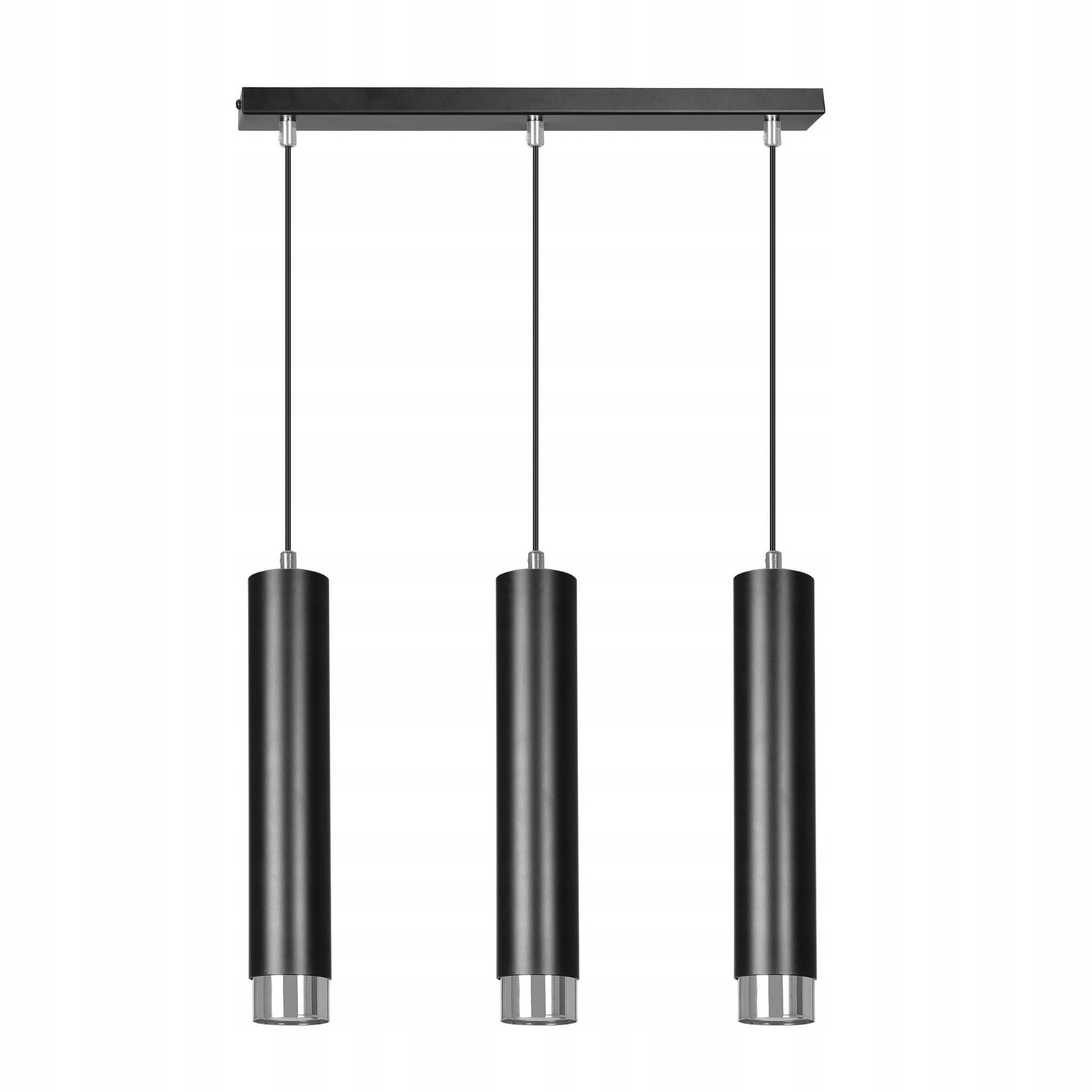 Závěsná lampa trojitá černá chrom nad stůl ostrovní deska do jídelny Emibig