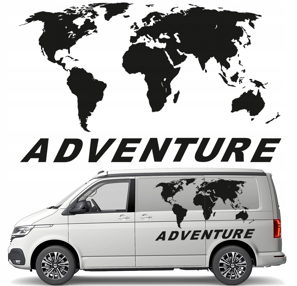 Nálepka Grafika na karavan a přívěs Mapa Světa Adventure World 90x147
