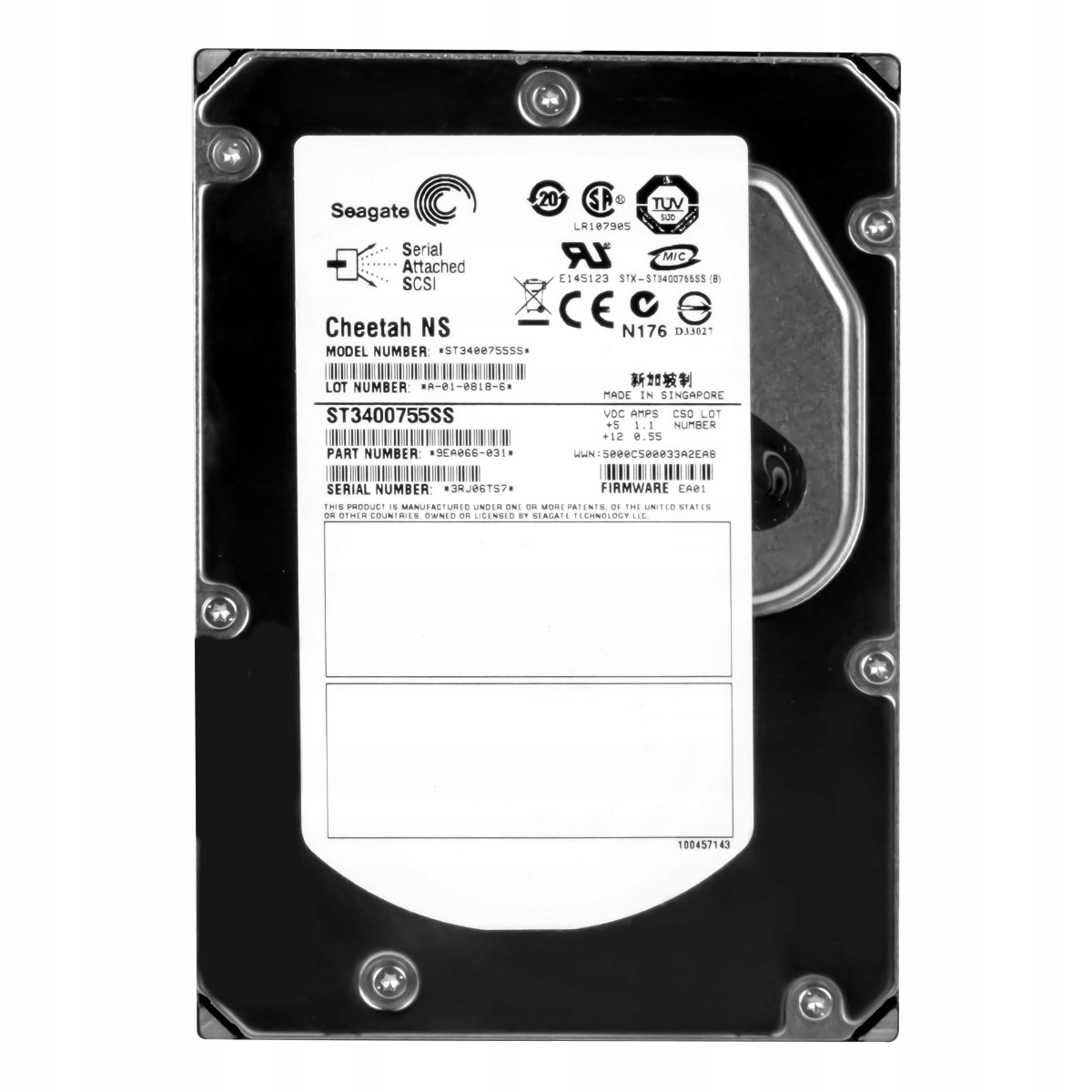 Seagate Cheetah Ns 400GB 10K 16MB Sas 3.5'' ST3400755SS