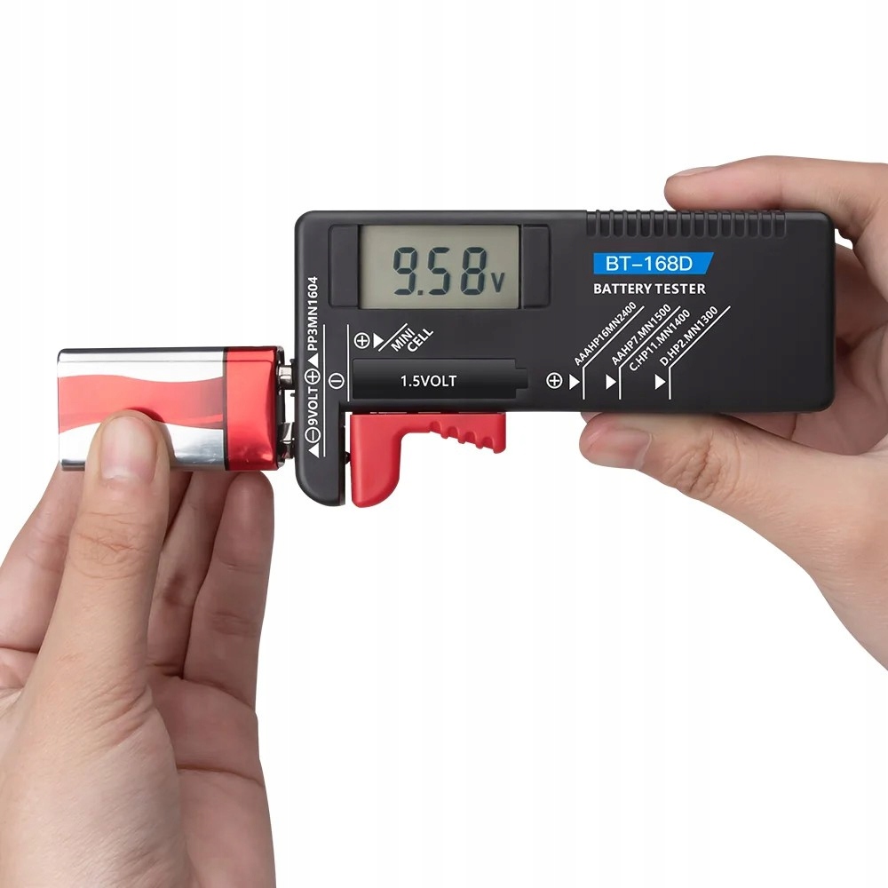 CYFROWY TESTER MIERNIK DO BATERII AKUMULATORKÓW AAA AA 9V Model LCD