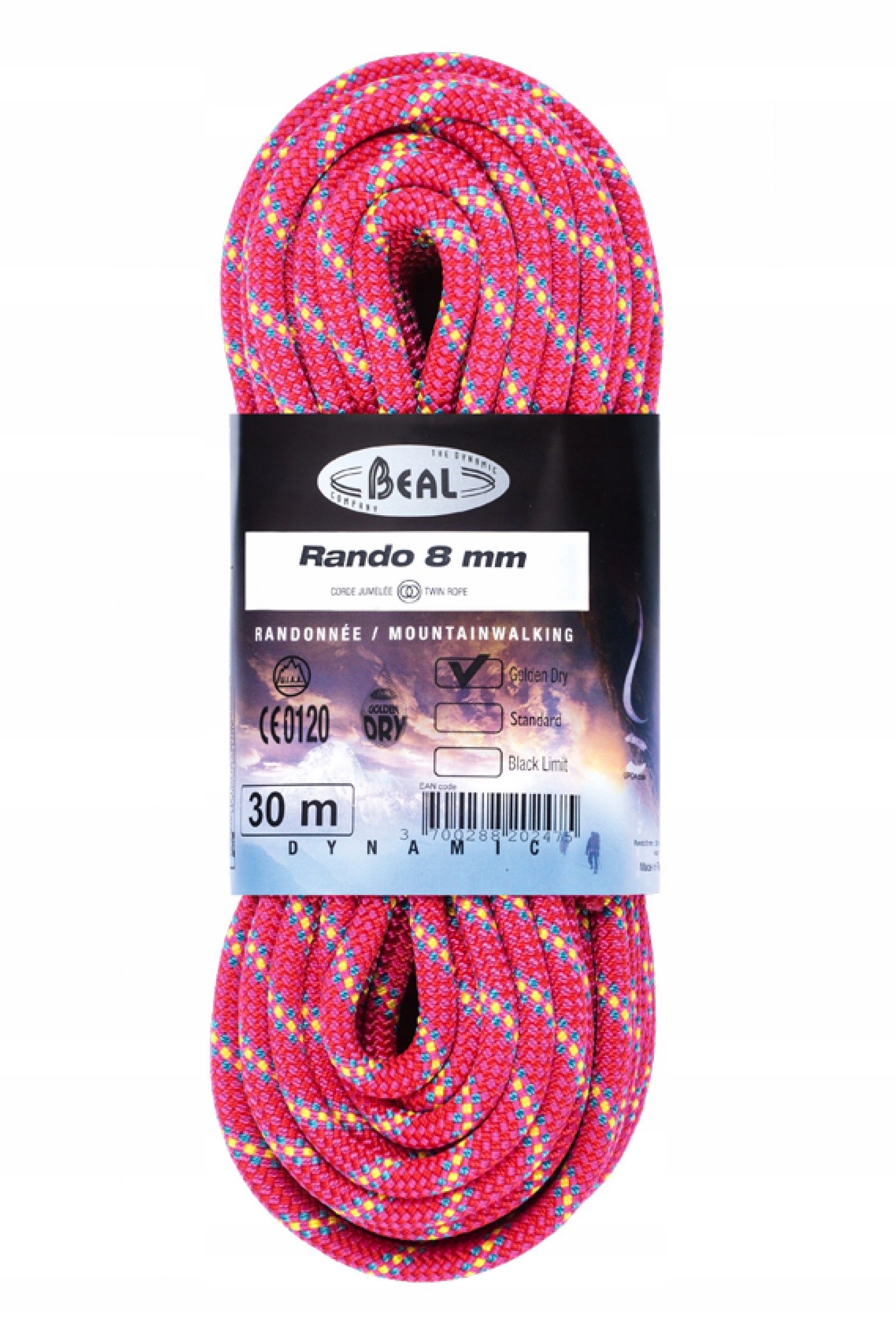 Dynamické lano Beal Rando 8 MM 30 M Golden Dry