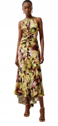 Karen Millen Šaty MIDI Halter S Potiskem A Volánky 34 B1F