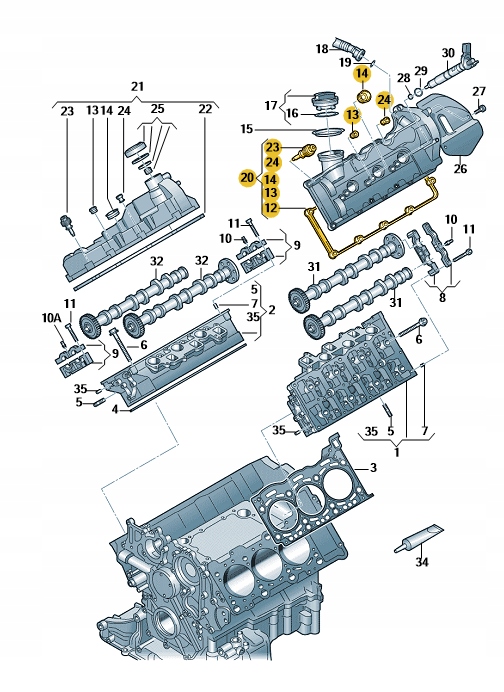 NOWA ORYGINALNA POKRYWA ZAWORÓW ROZRZĄDU 3.0TDI CYLINDER 4-6 AUDI VW ASO OE