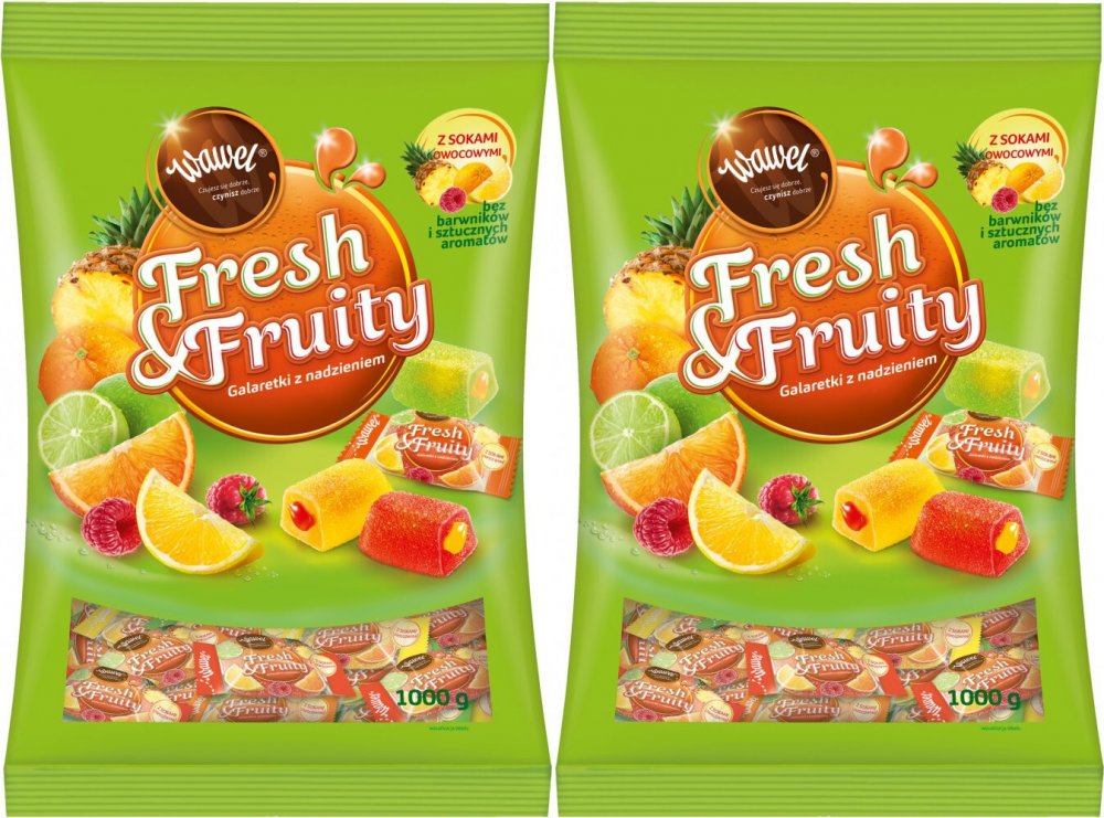 Galaretki Fresh Fruity z nadzieniem Wawel 1 kg x2