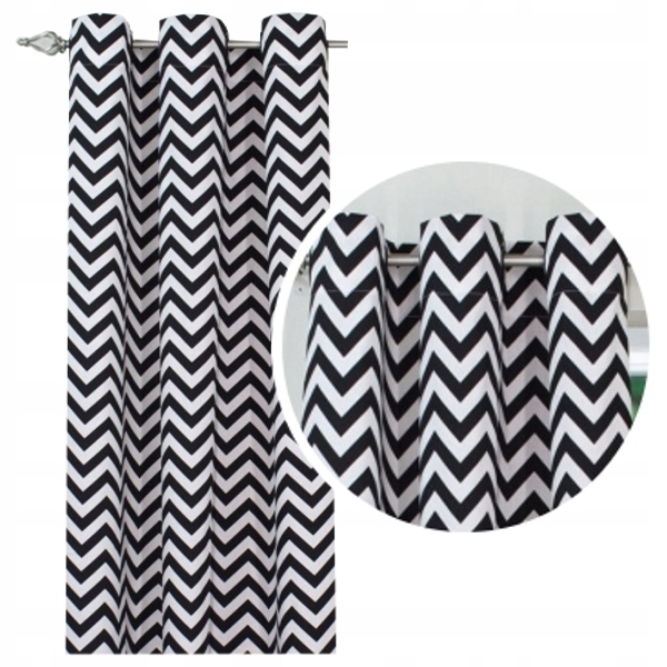 ZASŁONA ZYGZAK wąski czarno biały ZASŁONY 80x245