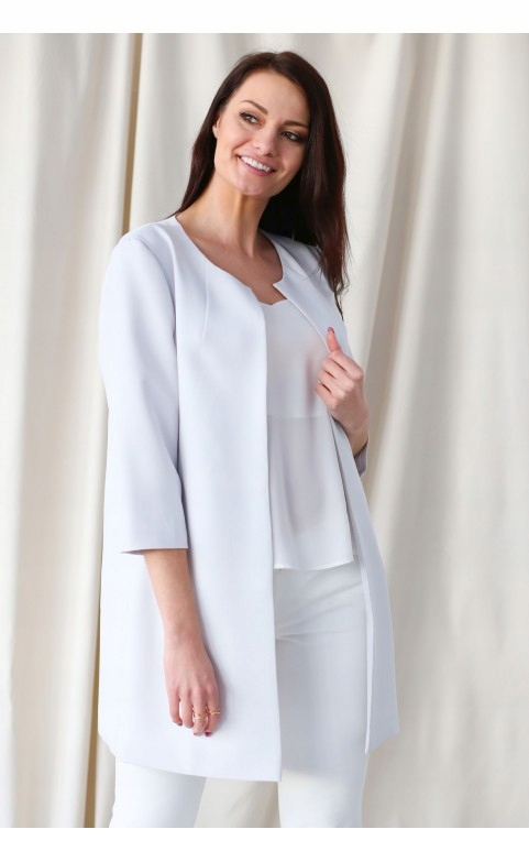 WIZYTOWY PŁASZCZ DŁUGI PROSTY ŻAKIET SZARY 50 Marka Choice