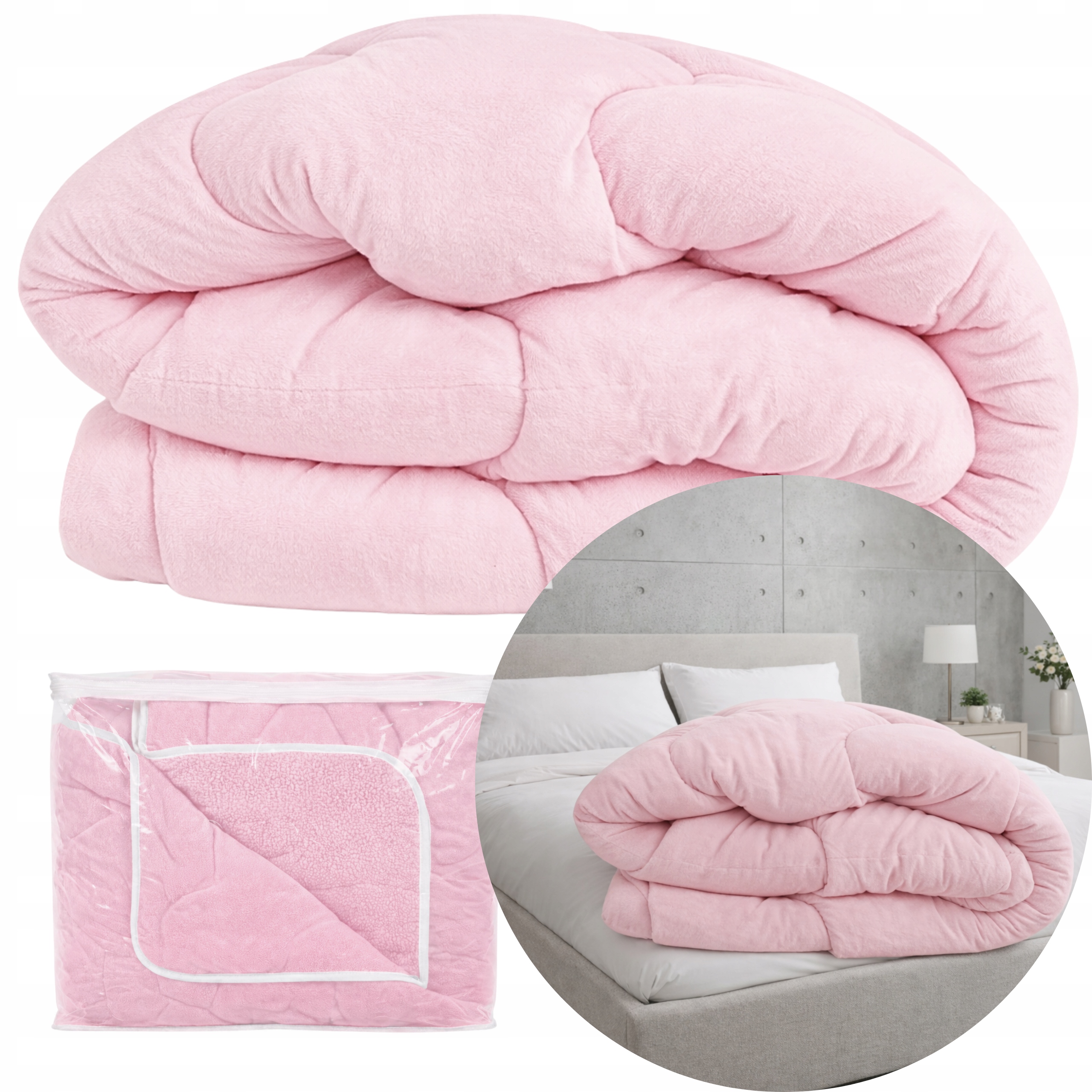 Zimní Přikrývka 200 x 200 cm Růžová Teplá Fleece Měkká, Solidně Zpracovaná