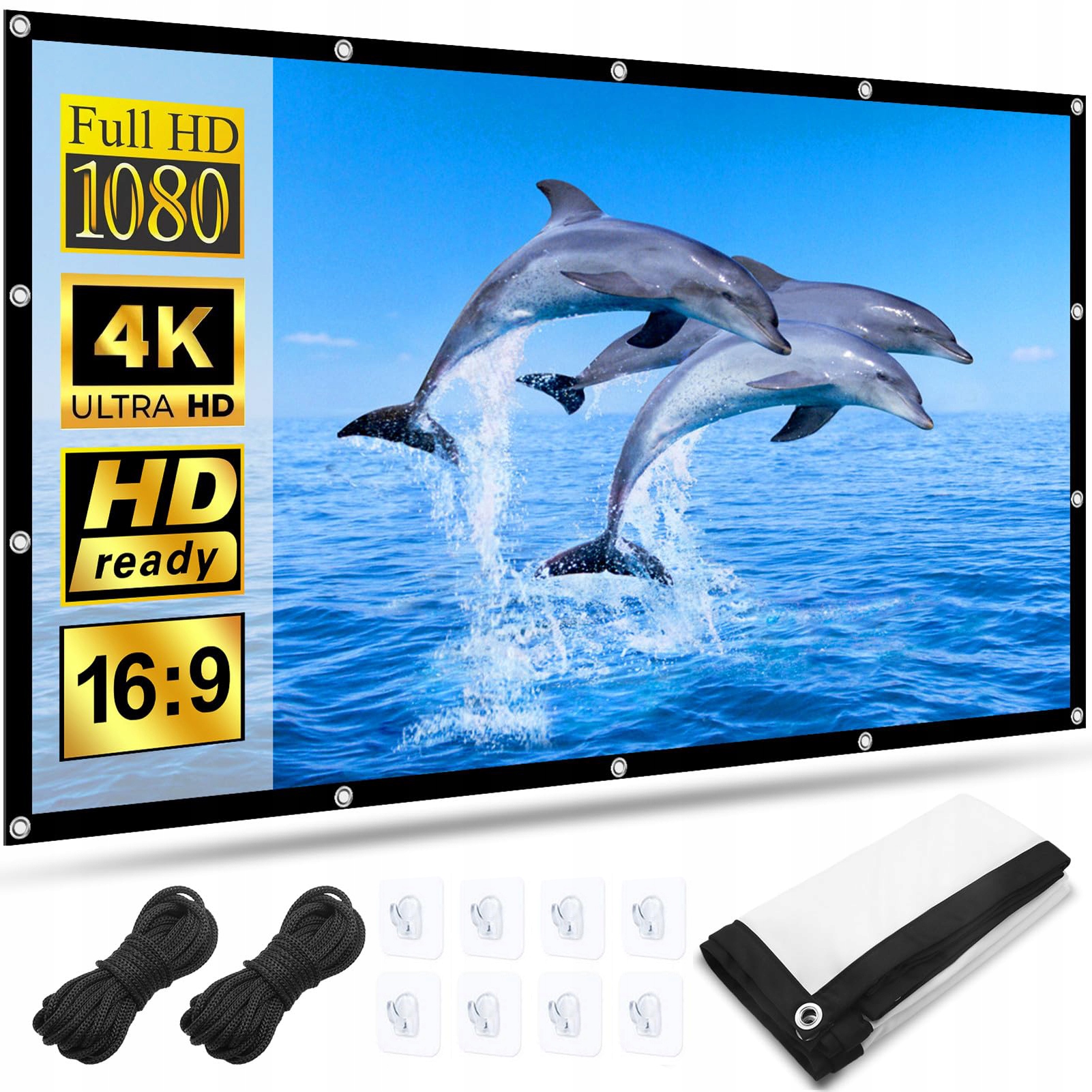 EKRAN PROJEKCYJNY ZWIJANY PRZENOŚNY 100 CALI DO RZUTNIKA 16:9 FORMAT