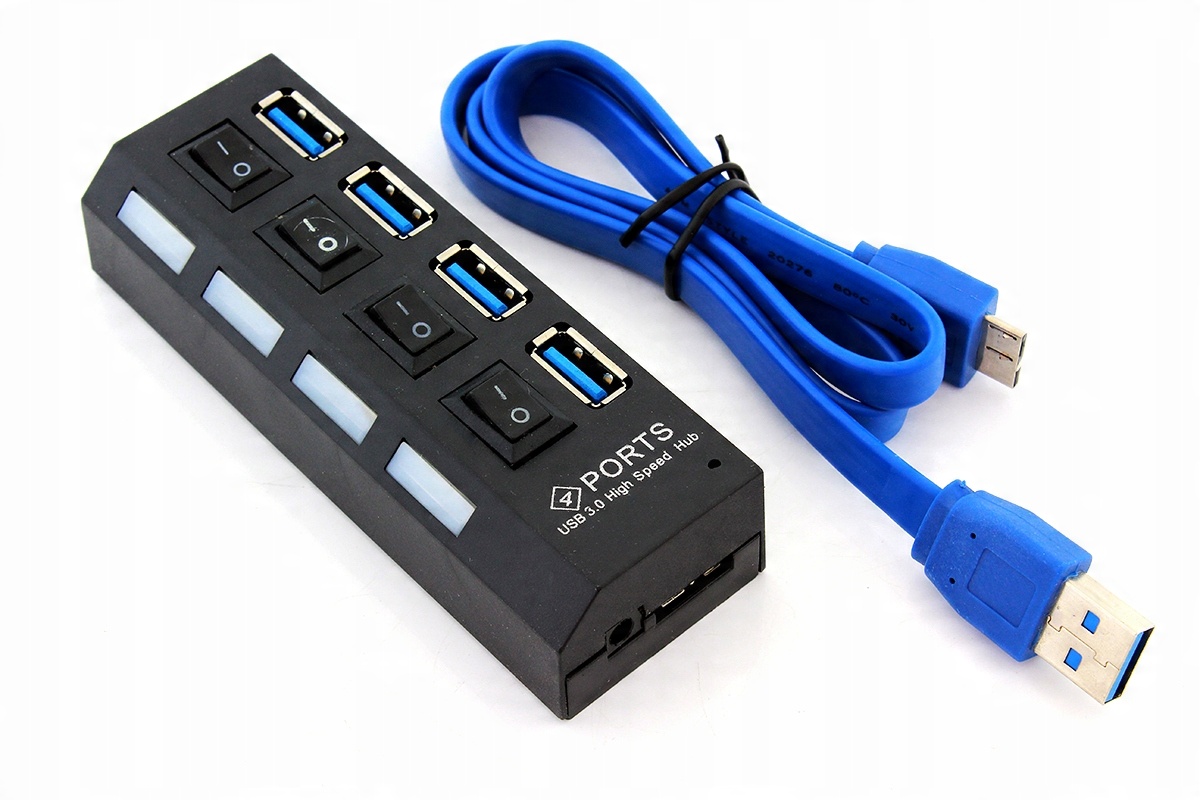 

Hub Usb 3.0 Aktywny Rozdzielacz 4 porty Zasilacz