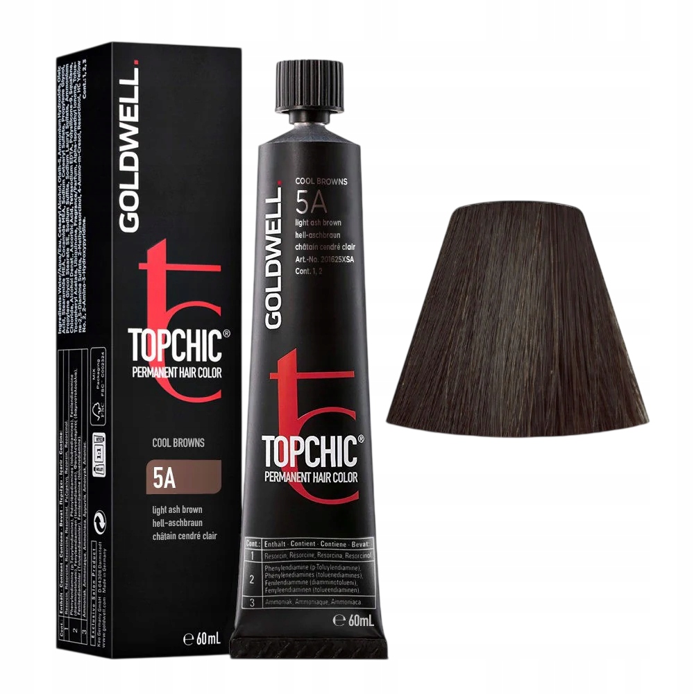Goldwell, Topchic Naturals, Trvalá barva na vlasy, 5A Světlá popelavě hnědá, 60 ml