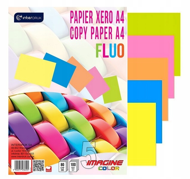 PAPIER DO DRUKARKI KSERO INTERDRUK A4/100 KOLOROWY