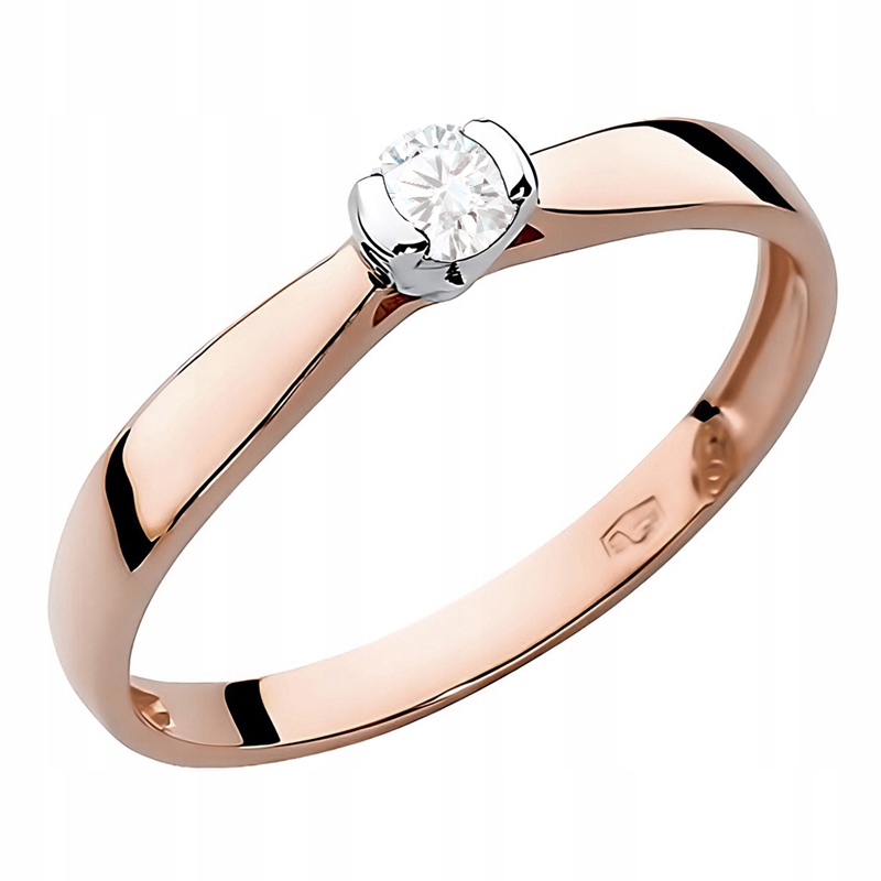 Klasický Zlatý Prstýnek pr. 585 Zásnubní s briliantem 0,10ct 14k