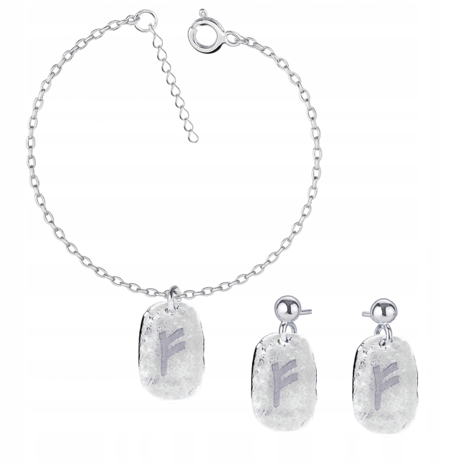 Runa Fehu Wiking Stříbrný komplet rolo oval stříbro 925