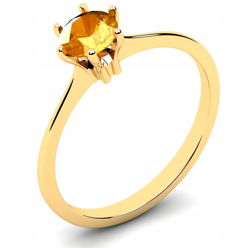 

Pierścionek Złoty Klasyczny Z Cytrynową Cyrkonią
