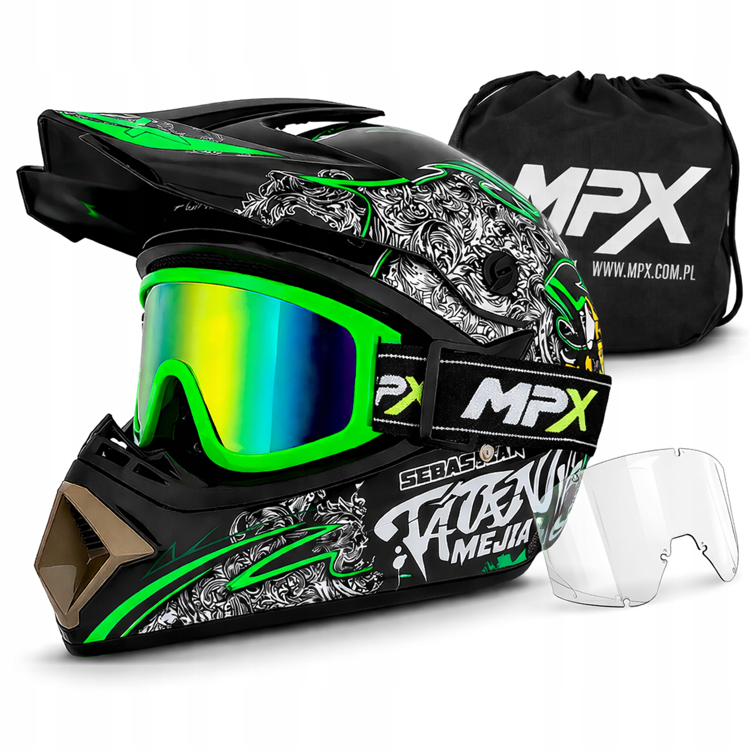 Kask Enduro Gogle na Quad Atv Cross Hulajnoga Elektryczna Rower Bmx Mtb XL