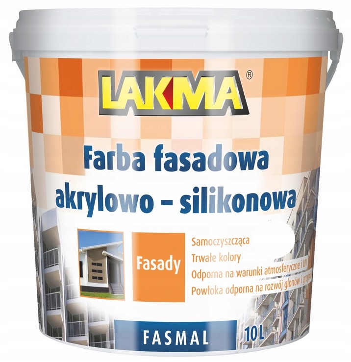 Lakma Fasmal Farba Elewacyjna Fasadowa Akrylowo Silikonowa Biała 10L
