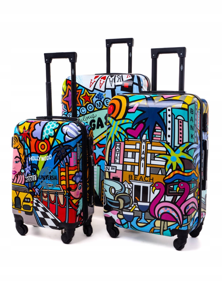 Zestaw 3 walizek KEMER RGL PRINT PICASSO Multi Wzór dominujący bez wzoru