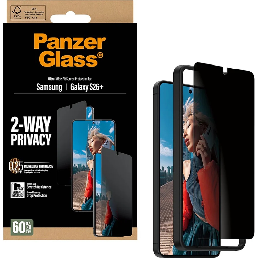 Tvrzené sklo PanzerGlass pro Galaxy S26 Plus, ochranné, tenké sklo