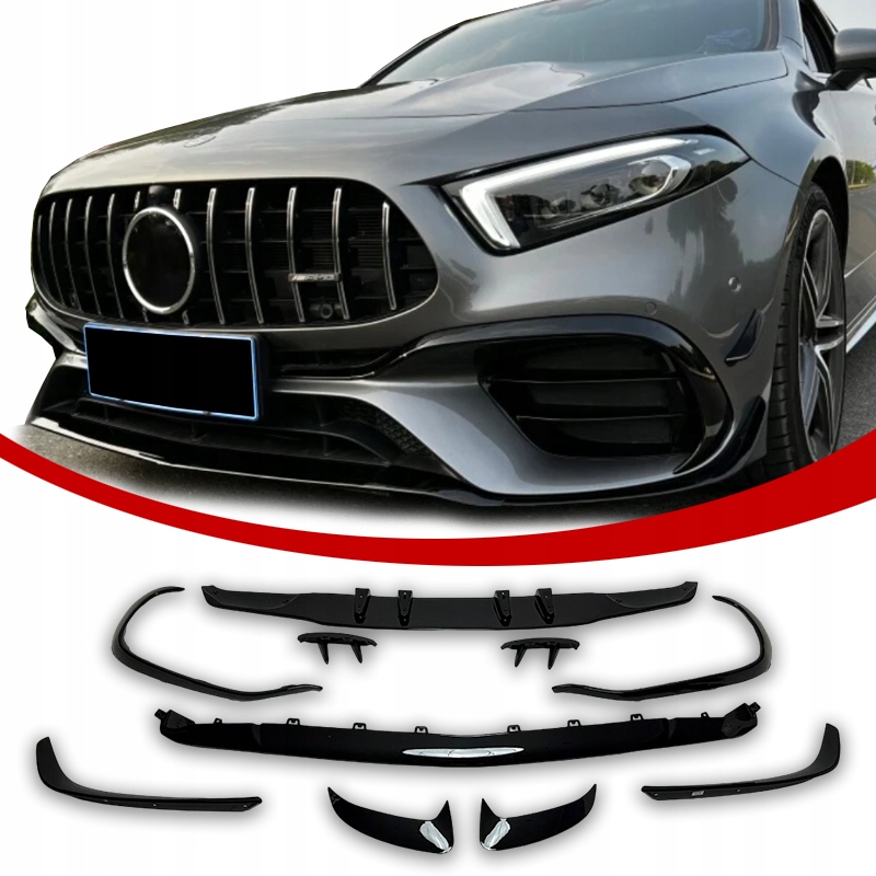 Sada Nástavců Aero W177 Mercedes A45 Bodykit Spoilery Amg Černý Lesk
