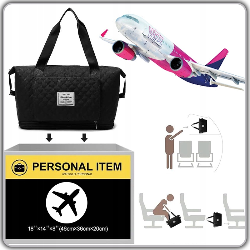 Torba podróżna 40x20x25 do samolotu polski RYANAIR WIZZAIR Bagaż podręczny Marka inna