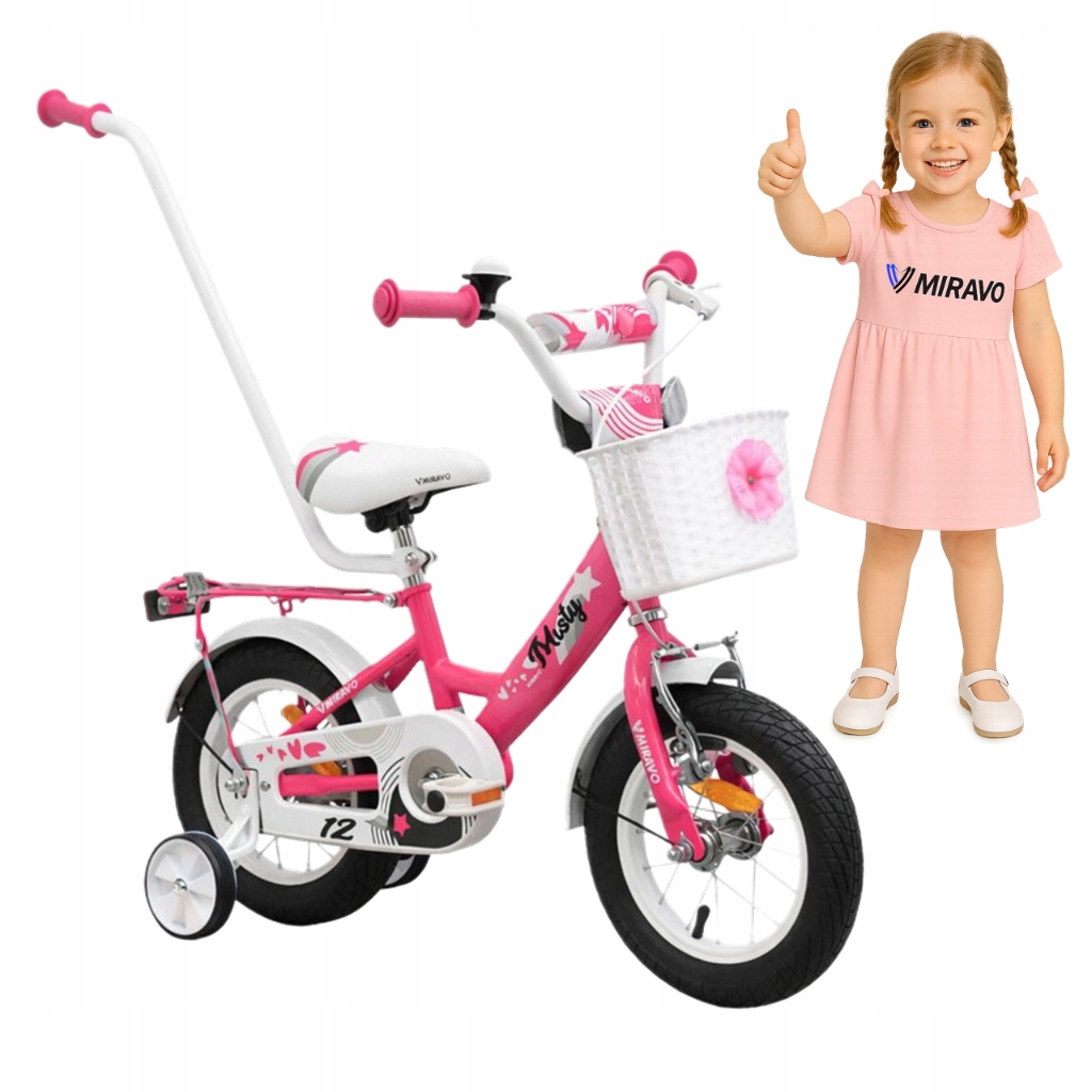 Rowerek Dziecięcy 12 Cali Rower Dla Dziewczynki Koszyk I Prowadnik