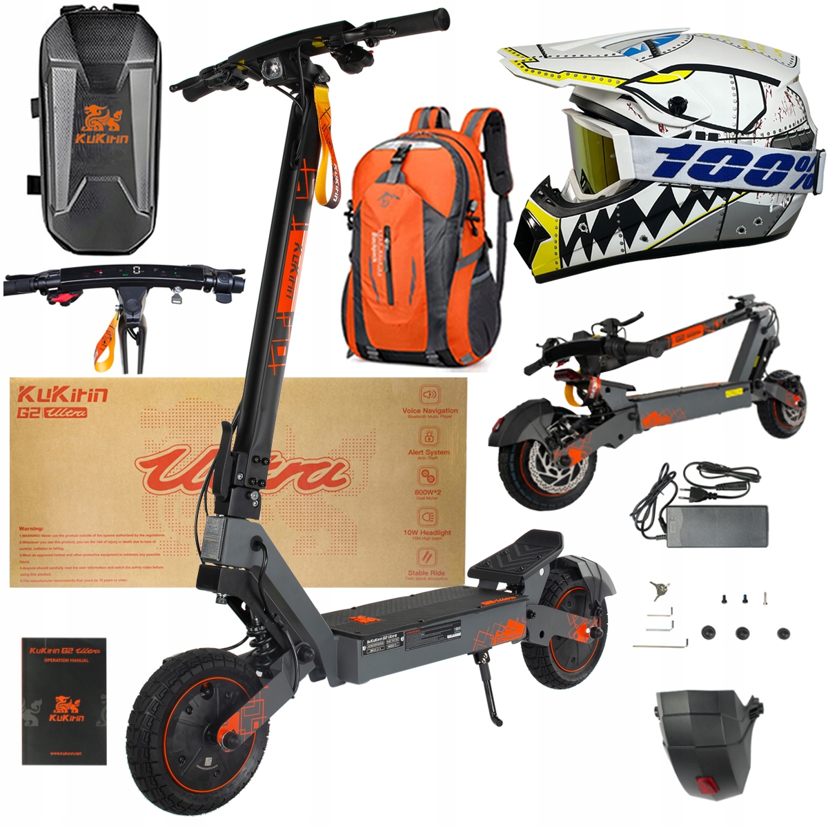 Kukirin G2 Ultra elektrické vozidlo 2000W 55km/h 55KM 48V18Ah 10" dárky