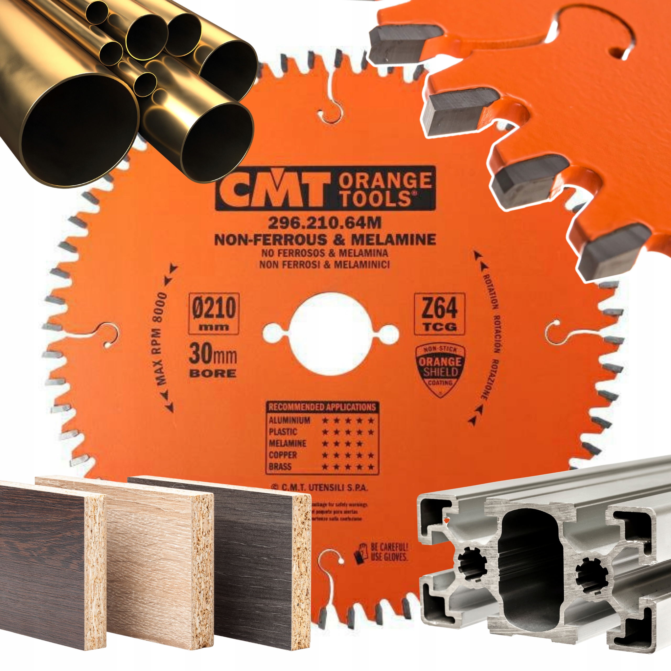 Cmt Piła Tarcza Do Drewna Do Aluminium Laminatu Mosiądz 210x30 mm 64Z