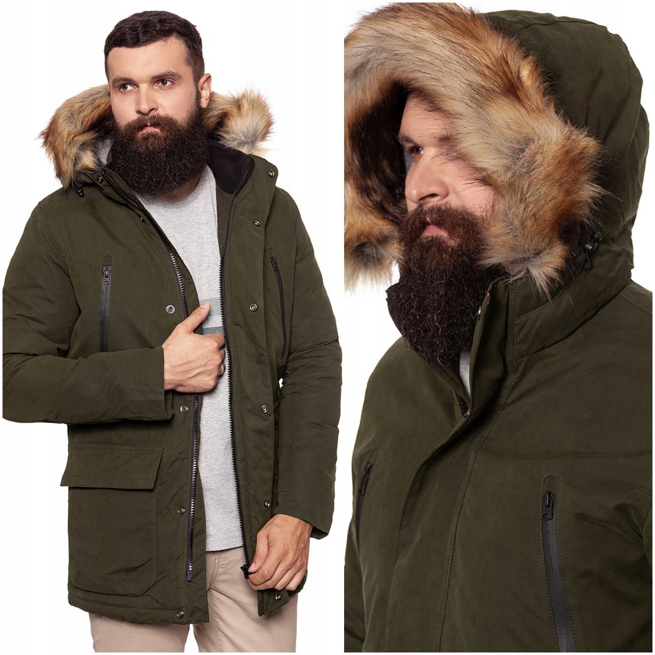 

Wrangler Parka Męska Kurtka Zimowa Kaptur Futro XX